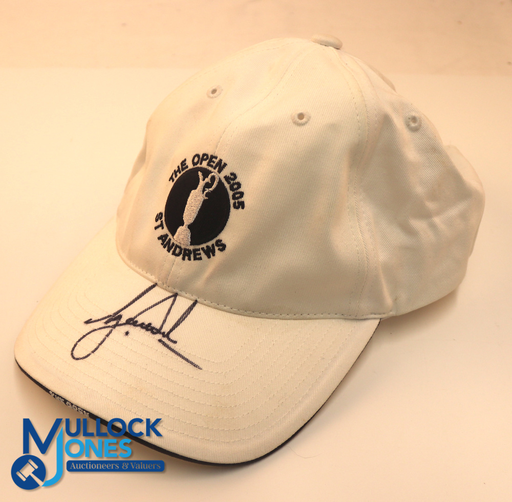 Autograph - signed Tiger Woods (Winner) 2005 Open Golf St Andrews Cap - signed to the peak in ink,