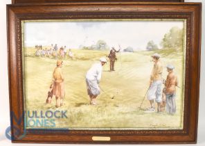 3 Golf Pictures: to include a period hand coloured engraving of Golf at Black Heath, signed H