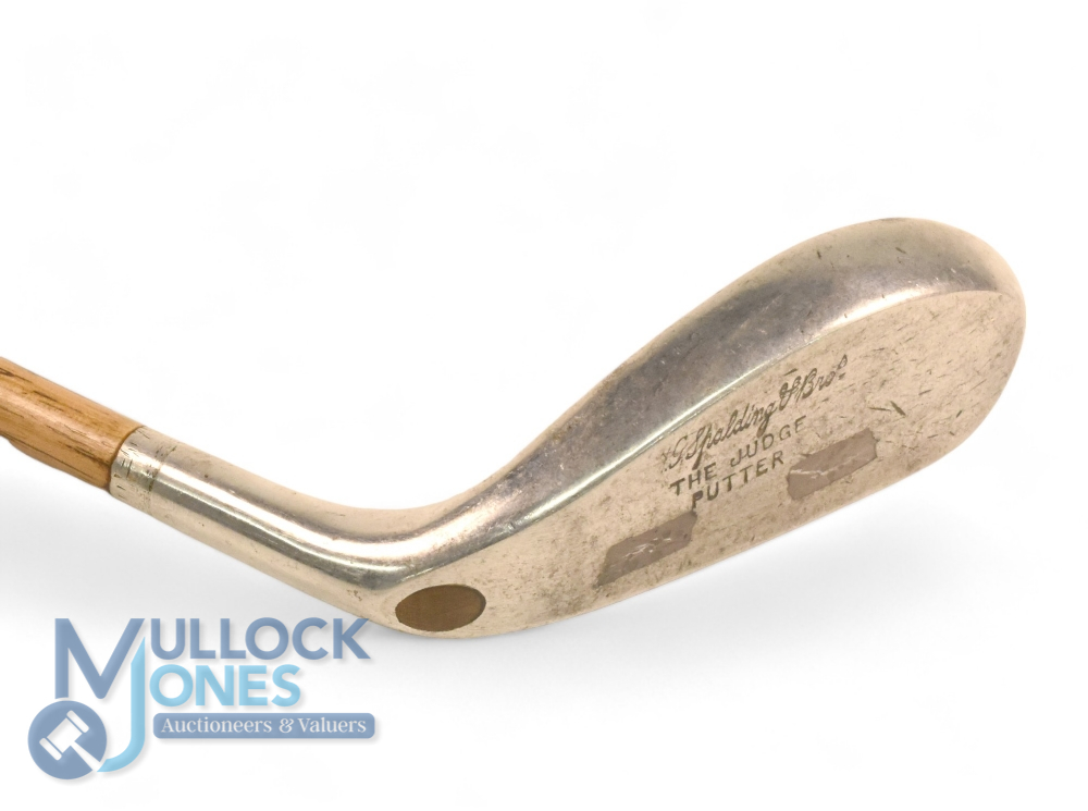 Modified Spalding & Co 'The Judge' long headed alloy mallet head putter with maker's details to - Image 2 of 3