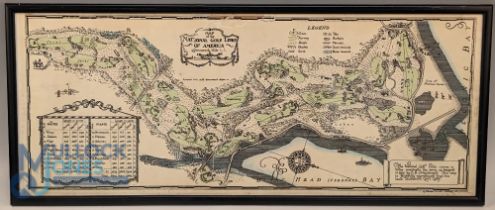 Map of The National Golf Links of America Shinnecock Hills, a reproduction map - with signs of wear,