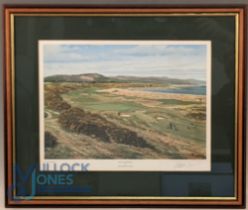 Graeme Baxter Golf Print, Royal Dornoch, signed by the artist, framed, and mounted under glass- size