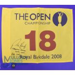 Autograph - Padraig Harrington (Winner) signed 2008 Royal Birkdale Golf Championship Golf Pin Flag -