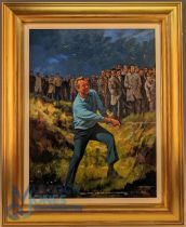 Craig Campbell Golf Artist: Arnold Palmer 6th iron at the 15th at Royal Birkdale 1961: a fine oil on