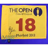 Autograph - Phil Mickelson (Winner) signed 2013 Muirfield Golf Open Championship Golf Pin Flag -