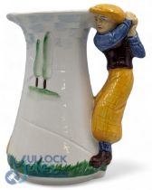 Burleigh Ware Golfer Jug and Pitcher, vintage hand crafted Staffordshire Ironstone, 16cm - free from