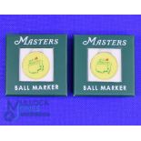 2x 2021 Original US Masters Golf Tournament Enamel and Gilt Ball Markers - won by Hideki Matsuyama