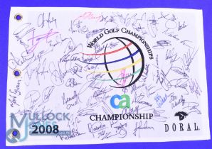 2008 World Golf Championship profusely signed white embroidered pin flag (55#) - celebrating 10th