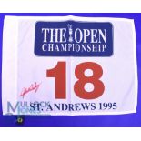 Autograph - John Daley (Winner) Signed 1995 St Andrews Open Championship Golf Pin Flag - signed in