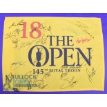 Autographs - multi-signed 2016 Royal Troon Golf Pin Flag with 24x including winner Henrik Stenson,