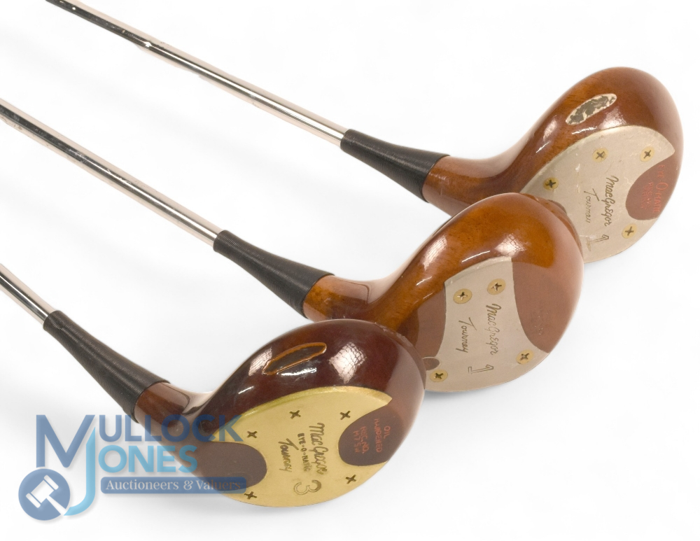 3x Assorted MacGregor persimmon drivers a deep faced face Eye-O-Matic driver stamped M85W to the - Image 2 of 2