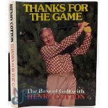 Thanks for the Game: The Best of Golf with Henry Cotton - hardcover in brown cloth with gilt titles,