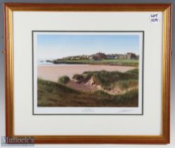 Graeme Baxter (signed) West Sands at Dawn St Andrews print, signed by artist, framed and mounted