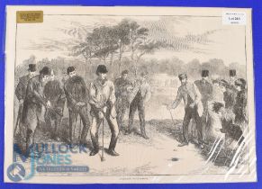 Original 19thc Lithograph Magazine Golfing Print titled "Golf-Match on Blackheath' by F Gilbert -