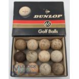 12 Period Golf Balls to include square mesh and dimple, with makers of North British, Spalding,