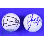 2x Top European Golfers Signed Golf Balls - Sandy Lyle (Ryder Cup, Masters and Open Golf Champion)