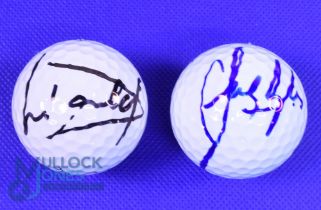 2x Top European Golfers Signed Golf Balls - Sandy Lyle (Ryder Cup, Masters and Open Golf Champion)