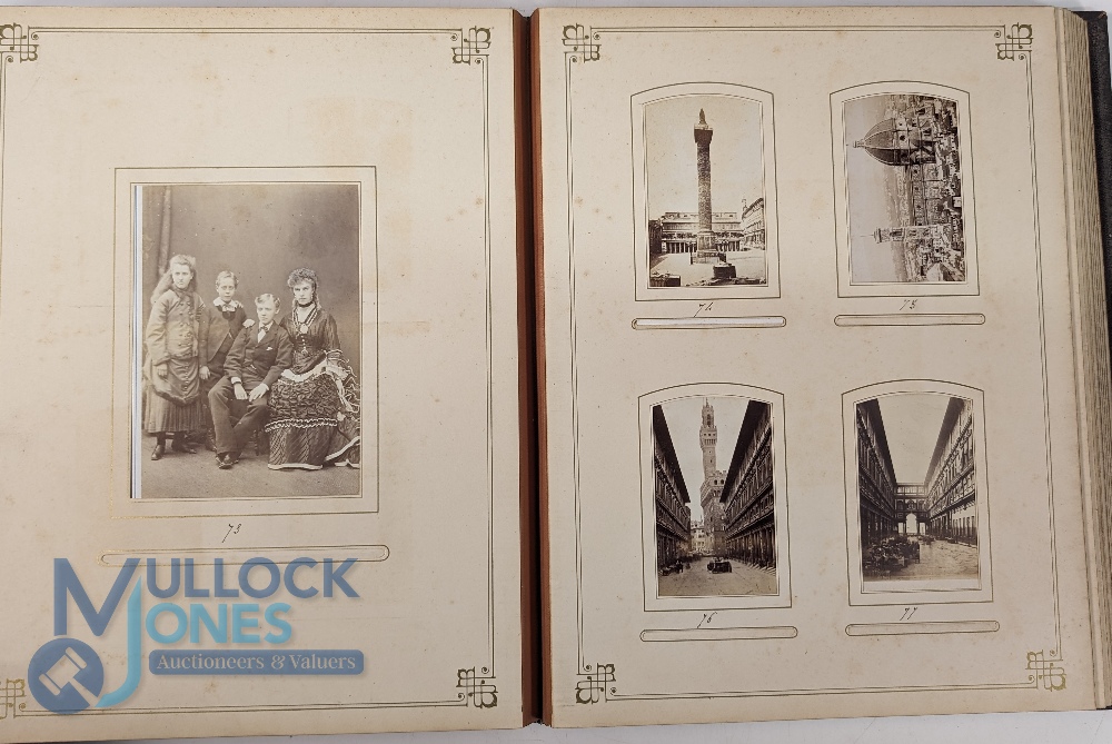 Grand Tour Pietra Dura Photograph Album. Having 9 hand painted panels on the front cover largest - Image 2 of 8