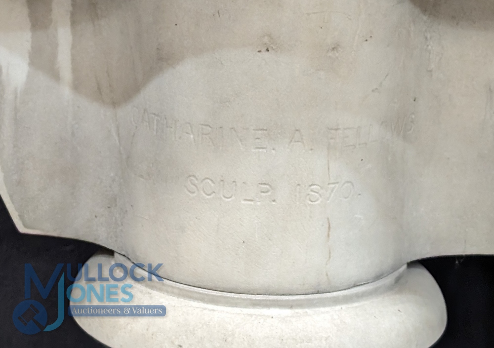 1870 Catharine Allison Fellows Sculpture Marble Female Bust, 30cm tall heavy sculpture, dated 1870 - Image 2 of 3