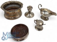 Silver and Silverplate Wine Champagne Bottle Coaster Stands, a hallmarked wine rest 1991 Birmingham,