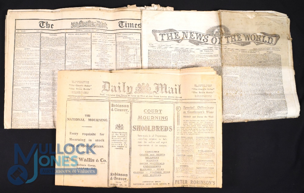 Historic Newspapers - Death of Edward VII and The Great Exhibition: copies of the Times and Daily