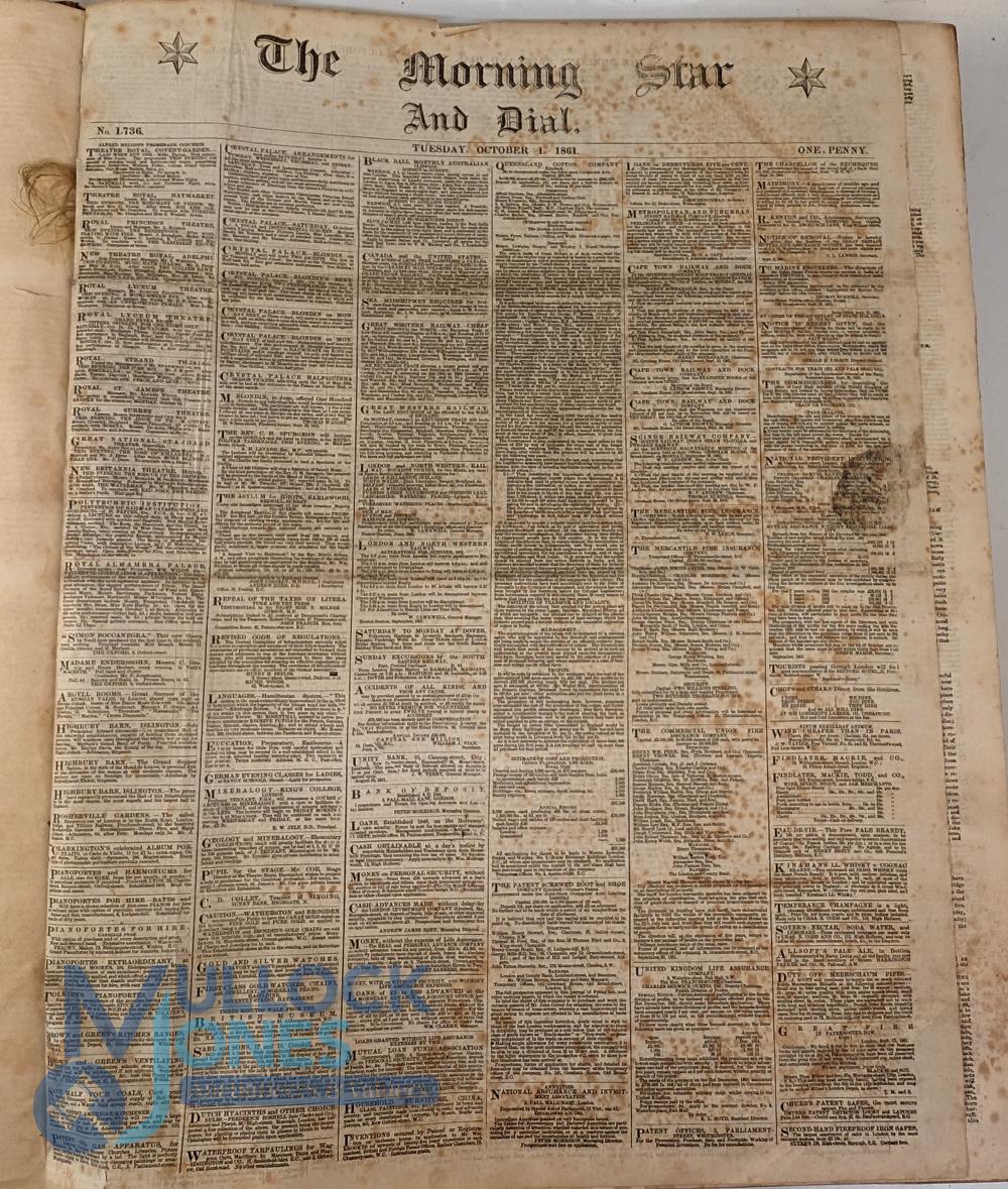The Morning Star and Dial, and Evening Star and Dial - October to December 1861: Bound volume of - Image 2 of 2