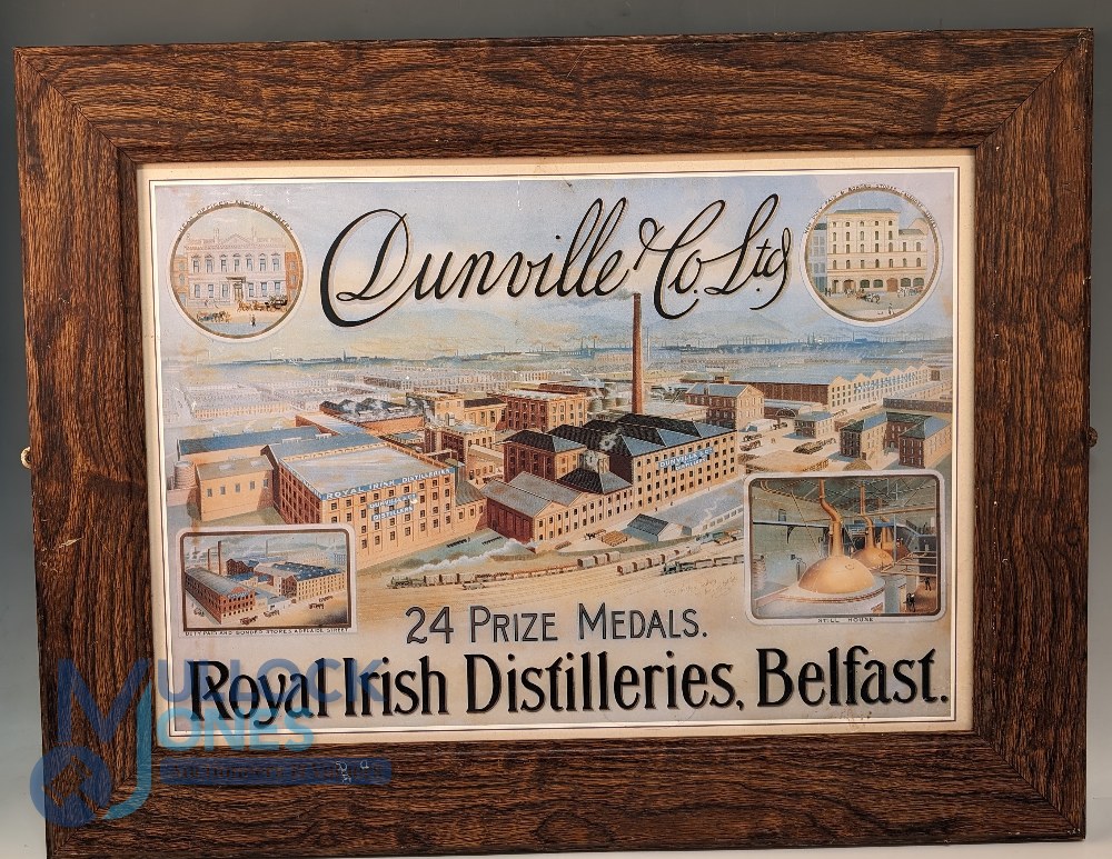Modern Print of an early Lithograph Dunville & Co Distilleries Belfast. Featuring the factory advert