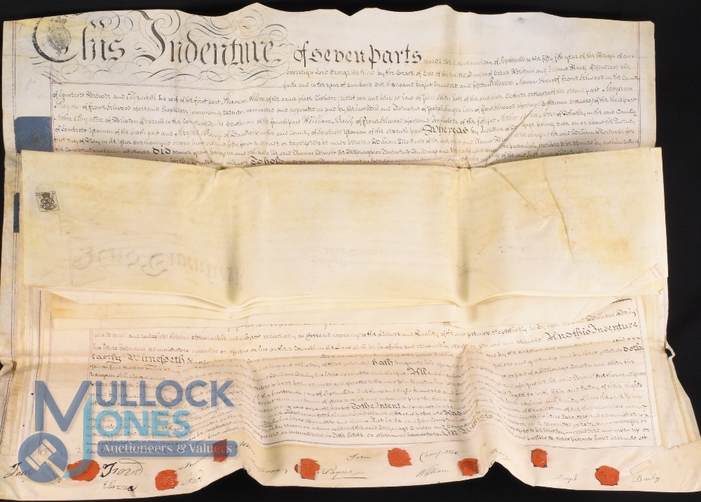 Somerset - Lease of an Inn: extensive indenture on nine sheets of parchment dated September 29th - Image 3 of 4