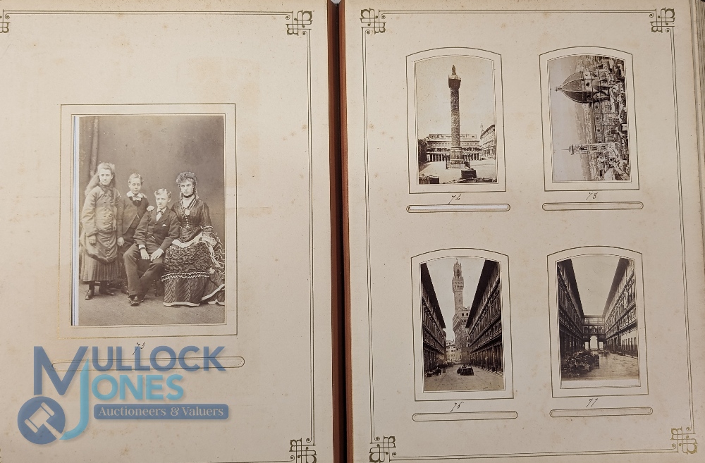 Grand Tour Pietra Dura Photograph Album. Having 9 hand painted panels on the front cover largest - Image 6 of 8