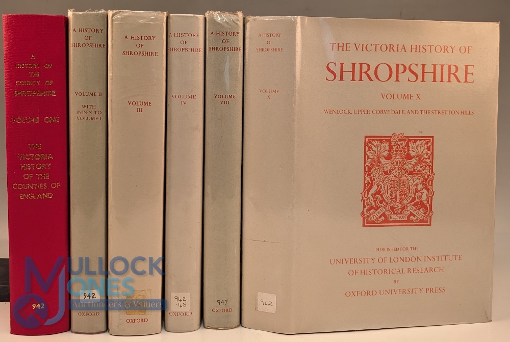 Victoria County History of Shropshire: 6 vols 1-IV, VIII, X ex lib in good clean condition. 5 with