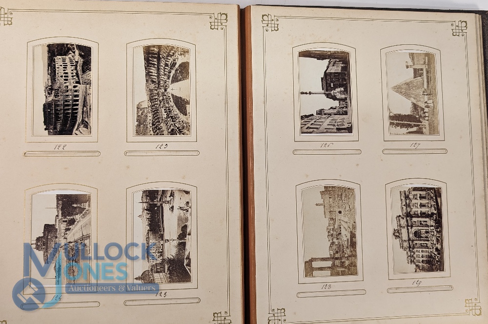 Grand Tour Pietra Dura Photograph Album. Having 9 hand painted panels on the front cover largest - Image 3 of 8