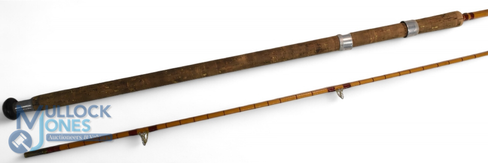 Allcock New Superb 10' 2 piece split cane carp rod, Burgundy close whipped, low bridge guides,