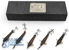 A Collection of 5 Feathero Devon Fishing Lures, each 1 1/2