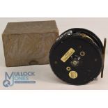 S Allcock & Son Redditch "The Marvel" alloy salmon fly reel 4" wide ventilated spool with 2 screw