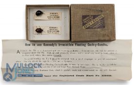 A rare and original Kennedy's Coch-y-Bondhu Beetle Irresistible Floating Fishing Lures, 2 beetles of
