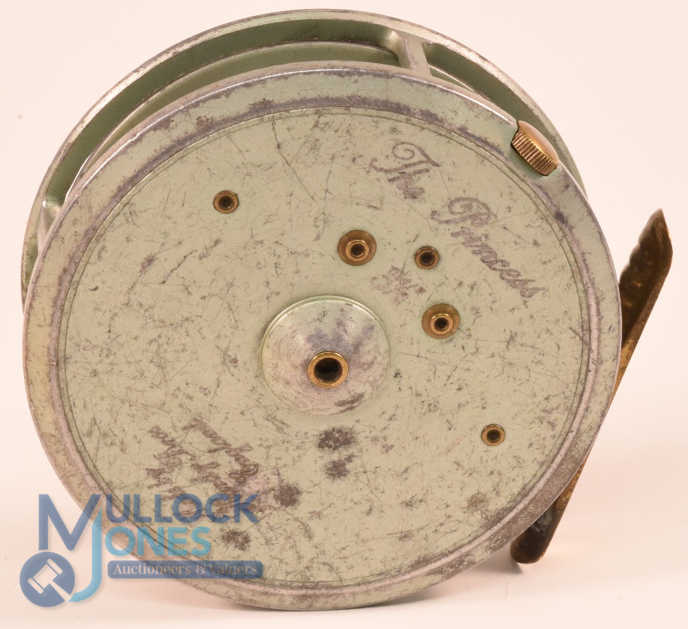 Hardy Bros "The Princess Turquoise" alloy trout fly fishing reel, 3 1/2" ventilated spool, 2 screw - Image 2 of 2