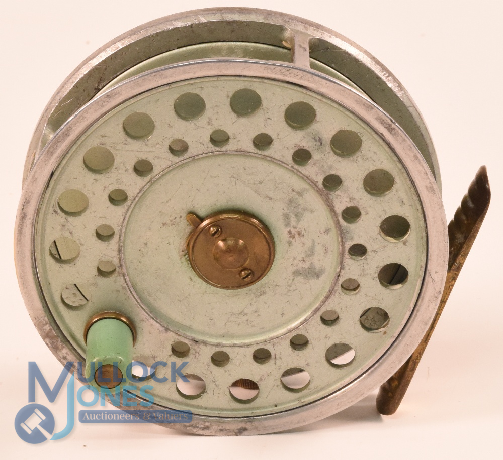 Hardy Bros "The Princess Turquoise" alloy trout fly fishing reel, 3 1/2" ventilated spool, 2 screw