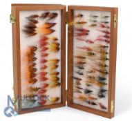 Mahogany 4 leaf Ethafoam lined fly box with brass fittings (looks like a Richard Wheatley),