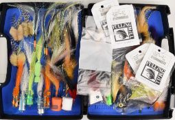 Fulling Mill double sided salt water/pike fly box (missing one clip), with 4x Fulling Mill pike