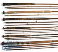 8x Various Antique Fishing Rods for Spares or Repair - with Greenheart / Split Cane and Cane