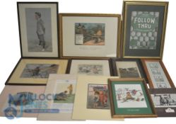 Selection of Golfing Prints and Advertising. Mounted advert ready for framing, Augusta National GC