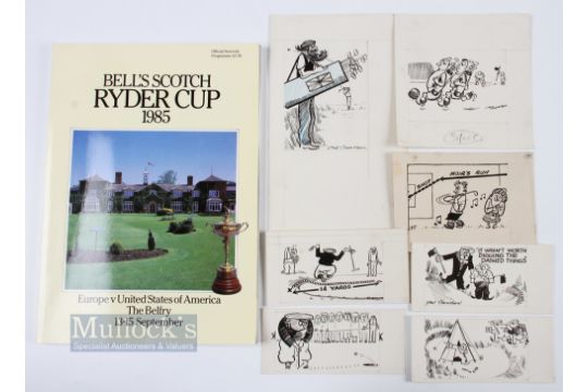 Selection of Eric Thompson Golfing Cartoons / Caricatures featuring a number of humorous golfing