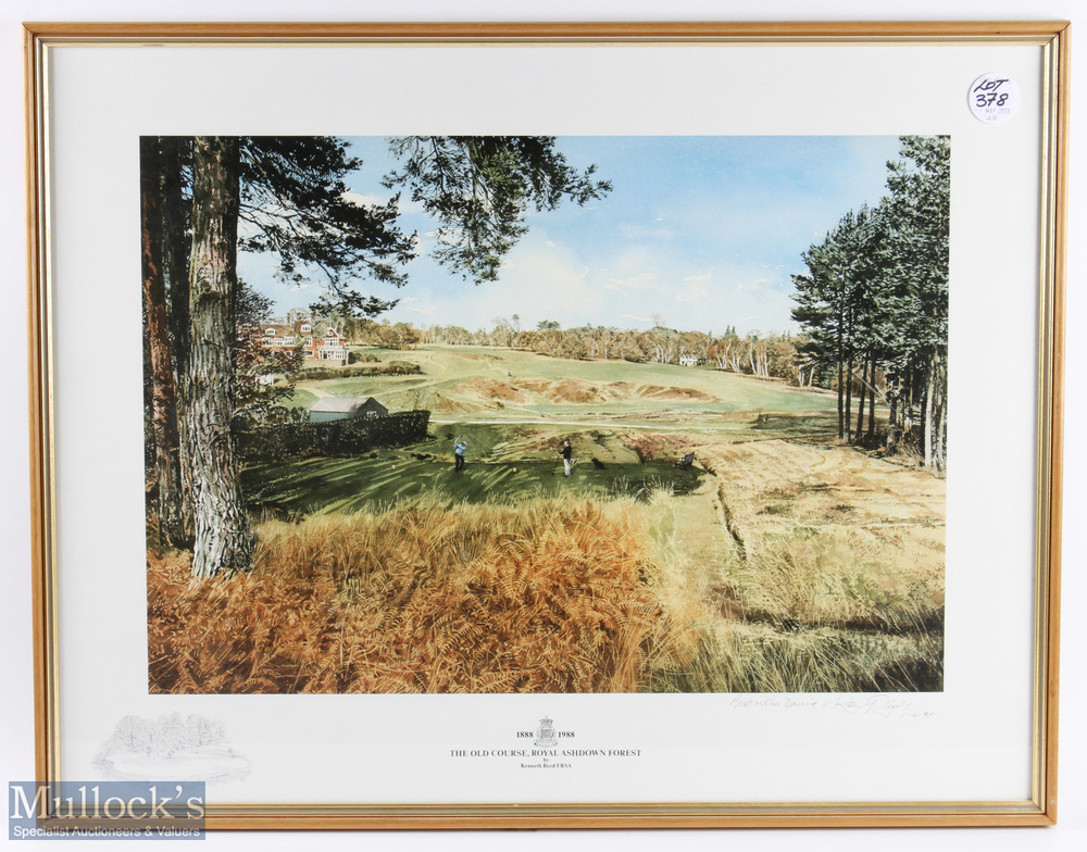 Ken Reed signed centenary colour golf print titled "1888-1988 - The Old Course Royal Ashdown Forest"
