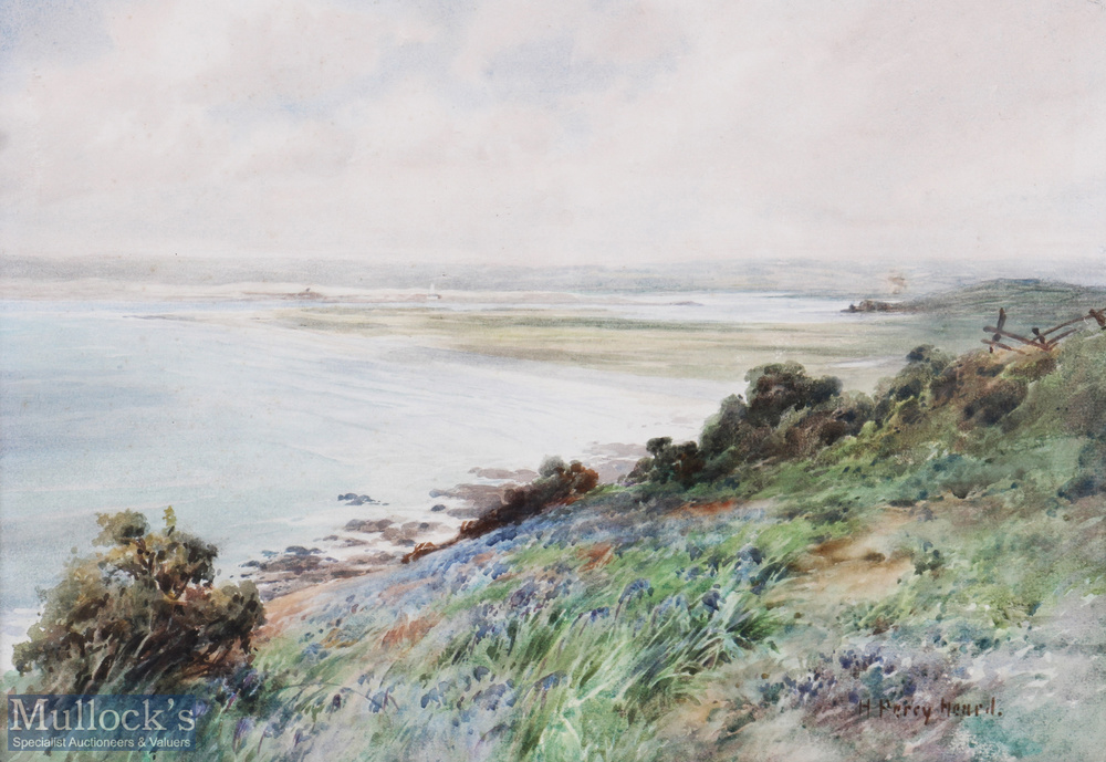 H Percy Heard - RBA, RA, Walker Gallery (1866-1940) The Estuary and Golf Links Westward Ho! North - Image 2 of 2