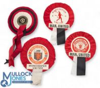 4x Period Manchester United Rosettes, in good clean condition (4)