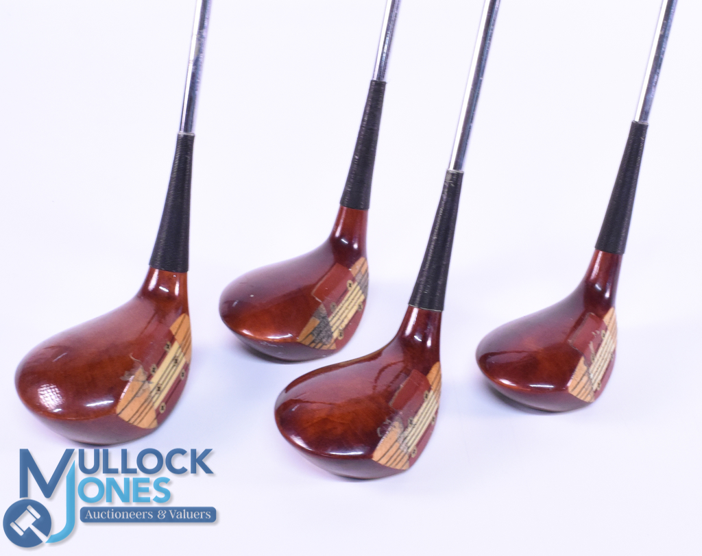 Jack Nicklaus Muirfield MacGregor light stained persimmon woods (4) features 1, 3, 4 and 5, with