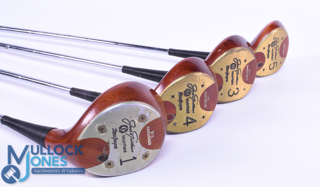 Jack Nicklaus Muirfield MacGregor light stained persimmon woods (4) features 1, 3, 4 and 5, with - Image 2 of 2