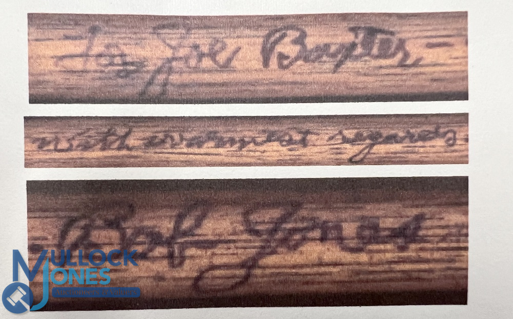 Autograph - Bobby Jones Signed hickory mid-iron - bears a faded inscription 'For Joe Baxter - with