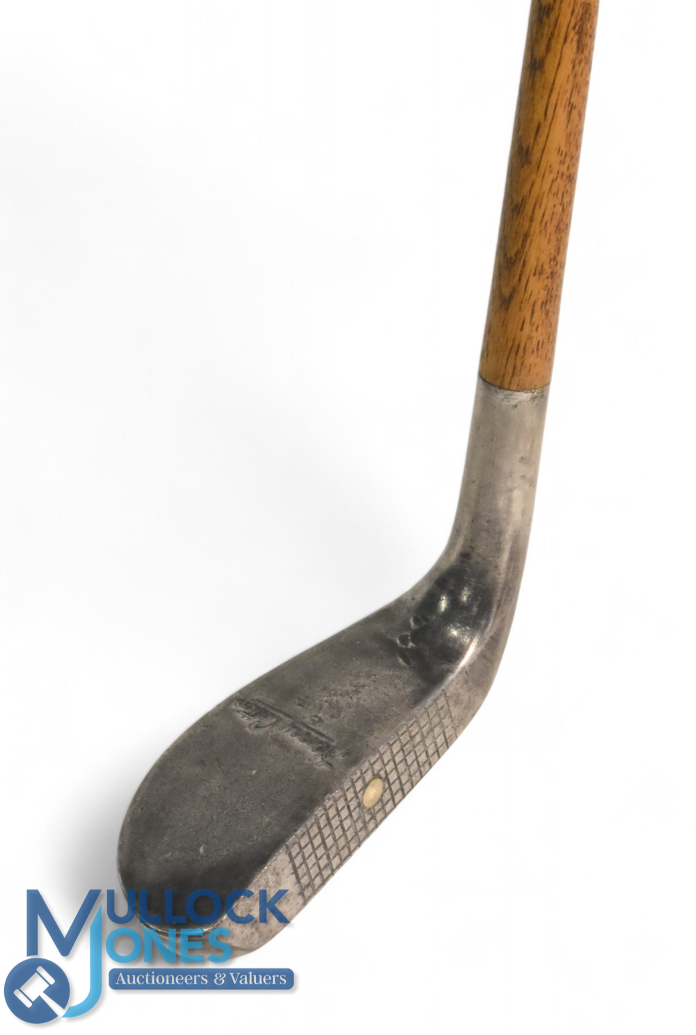 Cotton Mills alloy mallet head putter with chamfered leading edge stamped 'Henry Cotton' to the