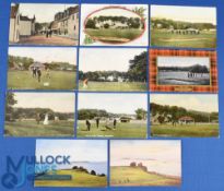 Interesting collection of early 20th c Aberdour Golf Links (est 1896) coloured postcards (11) to