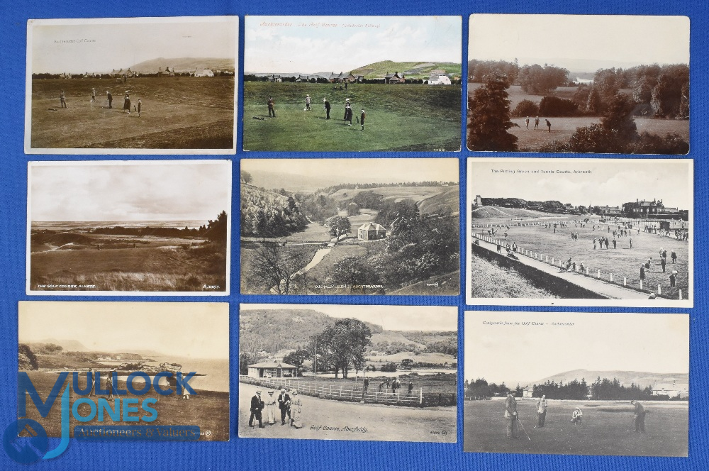 Collection of various 20th c Scottish Golf Links b&w and coloured postcards (9) to include 4x